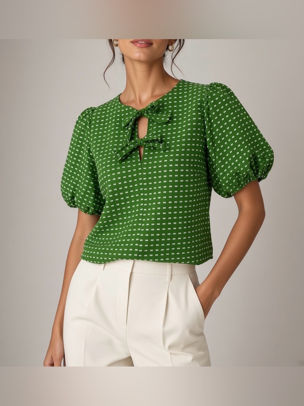 Kate Spade New York x Target Green Dot Puff Sleeve Blouse, Sz S